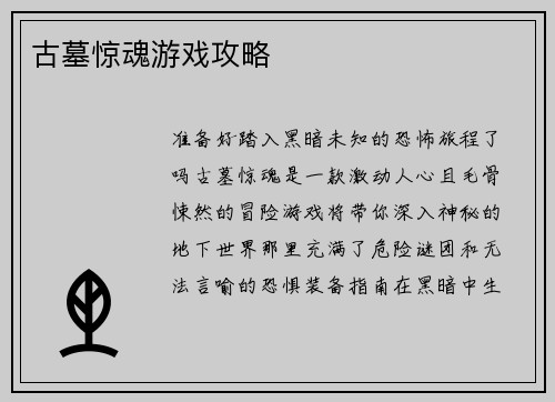 古墓惊魂游戏攻略